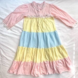 IC Isaacson Carrico Vtg 70s Frilly Nightgown Dress Girls 4T Toddler soft nylon
